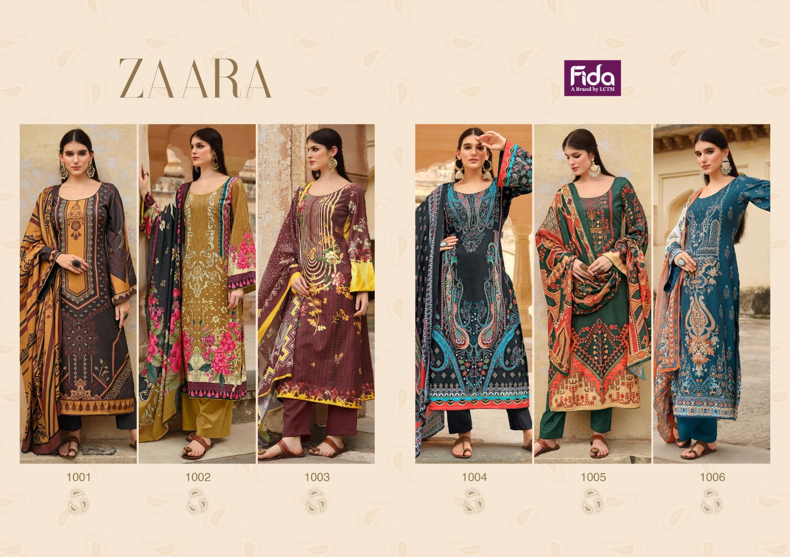 Zaara By Fida Printed Pashmina Dress Material Catalog